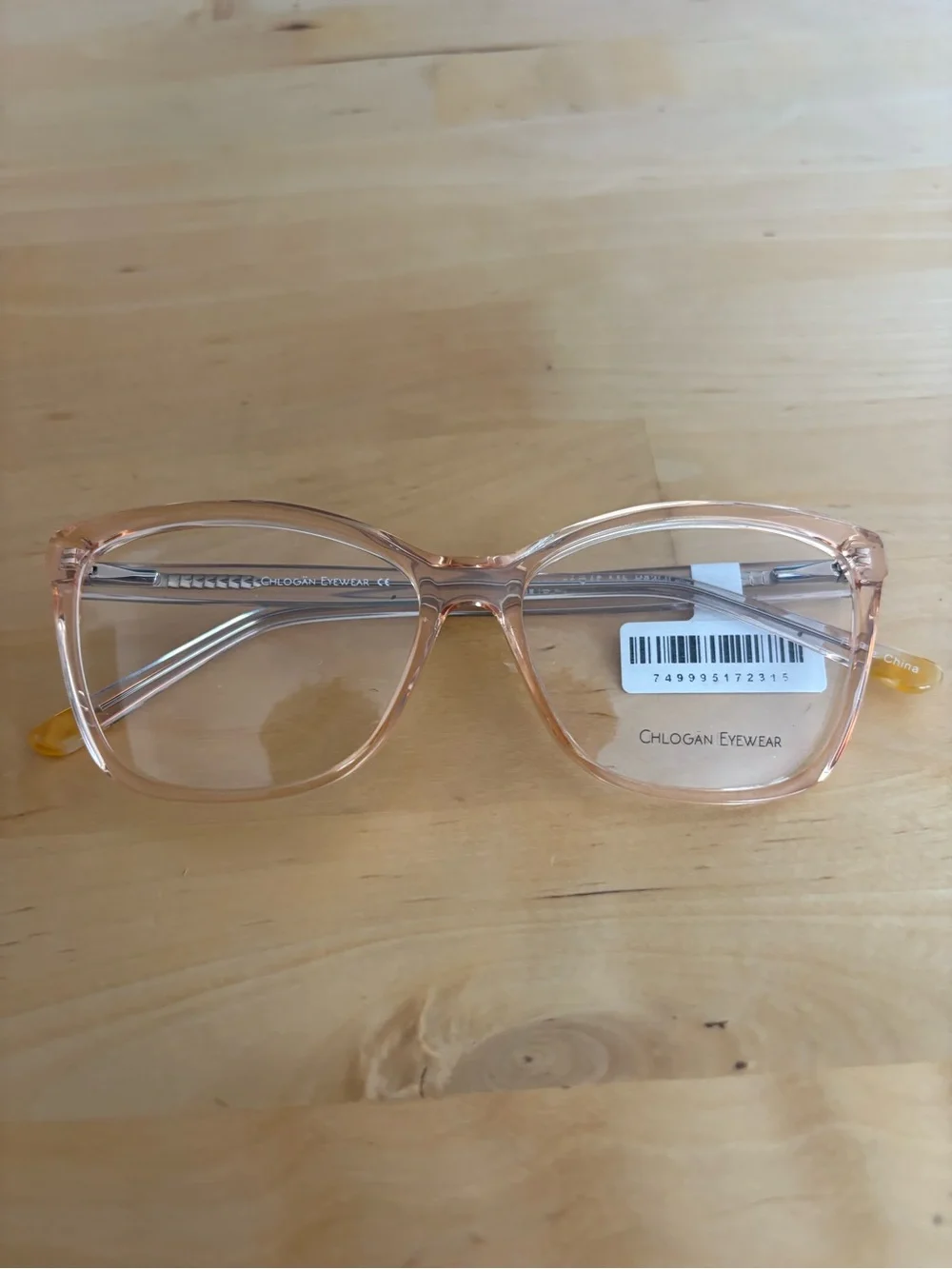 Chlogan Eyewear Oval Cat Eye Orange Peach 9124 55-15-145 NWT
